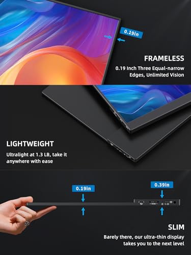 Image of Portable Monitor, 15.6 inch 1080p IPS Touchscreen Portable Monitor, Mini HDMI /USB C, Dual Speakers with Cover for Switch PS4 /5 Laptop Phone