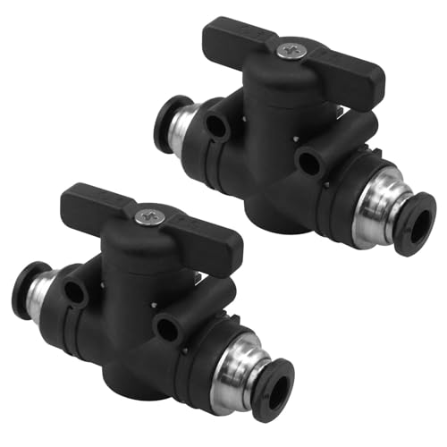 FINBe - FINBe 6mm Push-in Ball Valve 1/4” x 1/4” OD Union Straight Air Flow Control Valve Quick Coupling Pneumatic Valve 2PCS