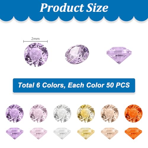 image for PH PandaHall 300pcs 6 Colors Cubic Zirconia Stone, 2mm Grade A Faceted