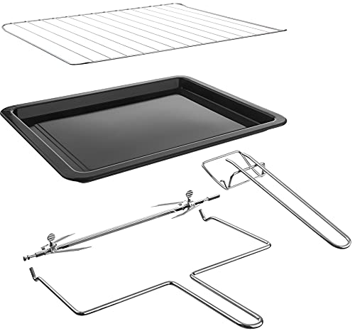 TurboTronic, minioven met draaispies, 23 l, 1500 W, zwart, rood, mini-oven met timer, pizzaoven, grill (black) - Afbeelding 8