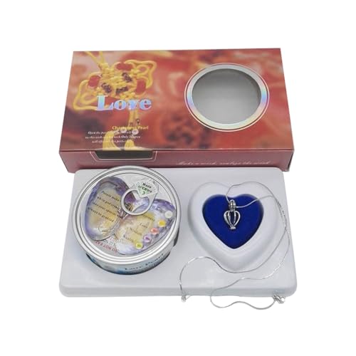 BakerMiche Set de collares de perlas deseadas para niños y adultos, Make a Wish, kit de hazlo tú mismo para crear perlas de ostra de agua dulce, collar con colgante en forma de jaula, Necklace Length