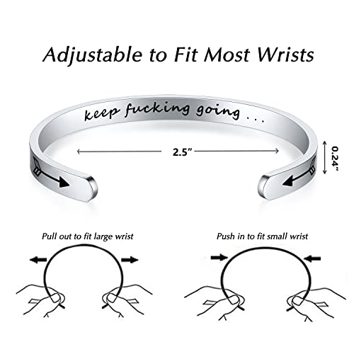Easter Gifts For Teens Girls Women Keep Fucking Going Bracelet Funny Inspirational Gifts For Women Female Cuff Bracelet Mantra Engraved Motivational Friendship Birthday Encouragement Christmas Jewelry #TOP3