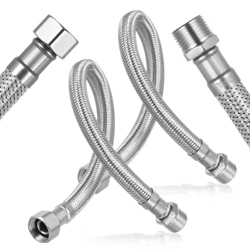 2 Pcs Latiguillos de Fontanería pour lavabo de cocina, 30cm Manguera de Conexión Mangueras de Grifo G3/8', Conectores Latiguillos de Grifería Mangueras Flexibles de Acero Inoxidable para Baño Cocina