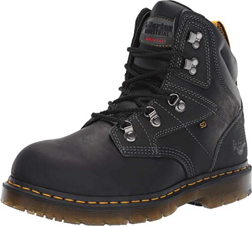 Dr. Martens, Unisex Earlstoke Steel Toe Light Industry Boots, Black, 11 US Men/12 US Women
