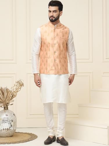 Image of SOJANYA (Since 1958 Men's Silk Blend Kurta Pyjama With Nehrujacket Set