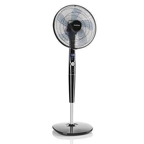 Klarstein Silent Storm Pedestal Fan • Oscillating and Adjustable Height • Quiet Operation • 12 Speed settings • Digital Remote Control • 5 Operation Modes • Black