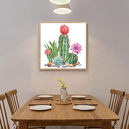 Diamond Painting Flowers DIY 5D Full Drill Diamond Painting Kits for Adults Kids Gem Pictures by Numbers Art Craft for Beginners Home Decoration-11.8x11.8in-Cactus Tree - Thumbnail 3
