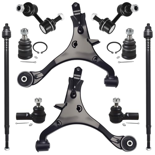 AUQDD 10Pcs Front End Suspension Kit Fit For 2002-2006 Ho-nda CR-V, 2 Lower Control Arm 2 Ball Joint 2 Sway Bar Link 4 Outer & Inner Tie Rod End (# K640399 K640400 K90454 K90455 EV80383 ES3581 K80223)