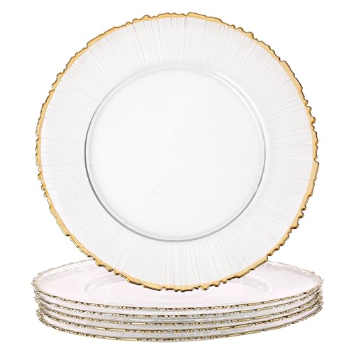 Photo 1 of Complete Your Table Setting with our 13-Inch Glass Charger Plate-Set of 6?Hand Blown Glass Charger Plates with Gold Rim