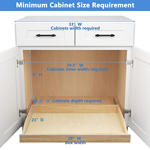 Lovmor Single Pull Out Cabinet Organizer 29”W X 21”D, Soft Close Slide Out Drawer Storage Shelves For Kitchen, Wood Cabinet Shelf Pull-Out Organizer Storage For Base Cabinet #TOP2