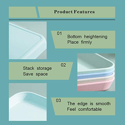 2Pcs Unbreakable Serving Tray Decorative Tray Wheat Straw, Great For Dinner Tray Tea Tray Bed Tray Bar Tray Breakfast Tray Food Tray (Green) #TOP5