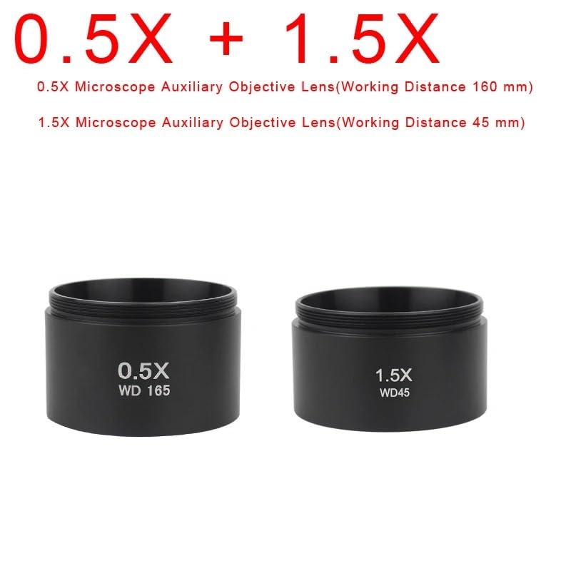 Mikroskop-Zubehör WD165 0,5 x 0,7 x 0,75 x 1,0 x 1,5 x 2,0 x Hilfsobjektivlinse, Gewinde 48 mm Barlowglaslinse für Stereo-Trinokular-Mikroskop-Haltbarkeit und zuverlässige Leistung (0,5 x 1,5 x)