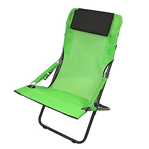 Fridani Campingstuhl RCG 100 Klappstuhl Grün + Kopfpolster bequemer XXL Gartenstuhl Sonnenliege Cover