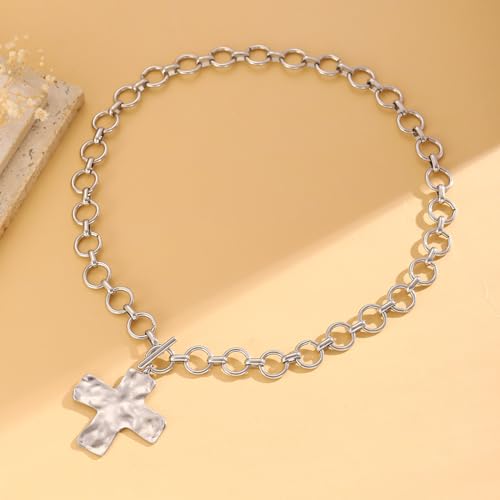 Chunky Cross Necklace for Women Gold Statement Necklace Chunky Gold Necklace Big Cross Pendant Necklace Silver Chunky Necklace for Women Large Cross Necklace Cross Jewelry3