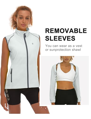Image of Little Donkey Andy Women's UPF 50+ Cycling Jacket Windbreaker with Removable Sleeves