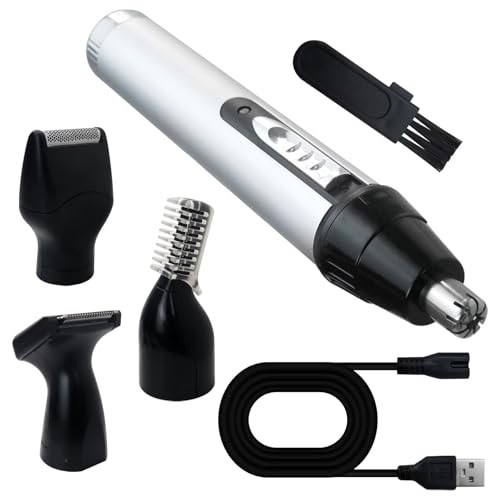Zafina-UP Multifunctional 4-in-1 Grooming Kit - USB Rechargeable Beard, Nose, Ear & Eyebrow Trimmer for Men & Women, Quiet & Painless Hair Clipper with Precision Dual-Edge Blades