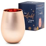 Windlicht aus Glas - Stilvolles, liebevoll gestaltetes Deko-Windlicht als einzigartiges Geschenk für jeden Anlass (Rose)