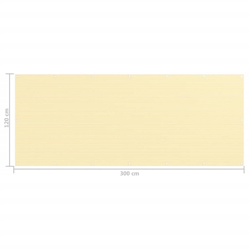 Protezione frangivista per balcone, beige, 120 x 300 cm, in polietilene ad alta densità (HDPE)