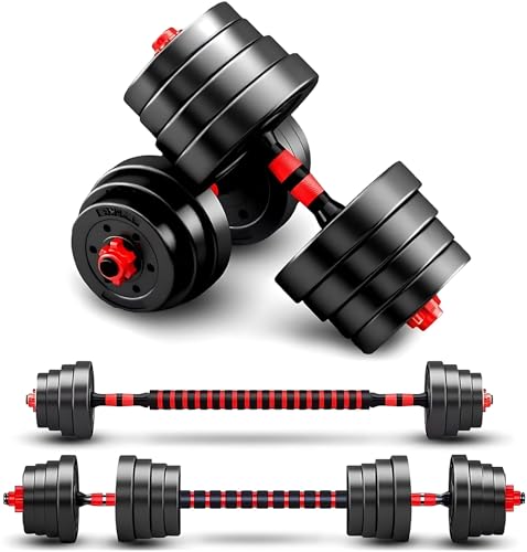 Image of Adjustable Dumbbell Sets Barbell 2 in 1 Weight Pair Home Fitness Free Weight Equipment Anti-Slip Handle with Connector,Lifting Dumbells for Body Workout Home Gym,Delivery Within 7 Days