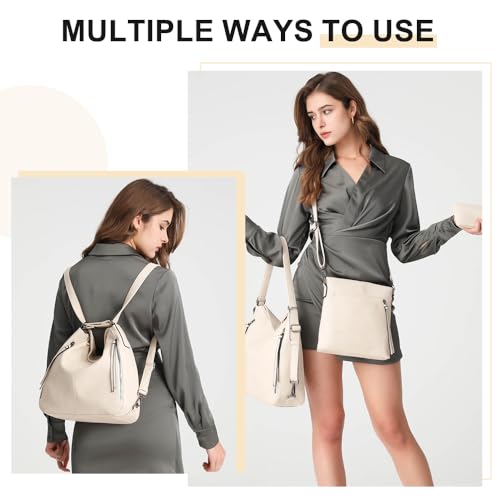 Image of PU Leather Purses 3PCS, Hobo Crossbody Bags Set for Women, 3 in 1 Convertible Backpack for Ladies Shoulder Bags satchel Bags