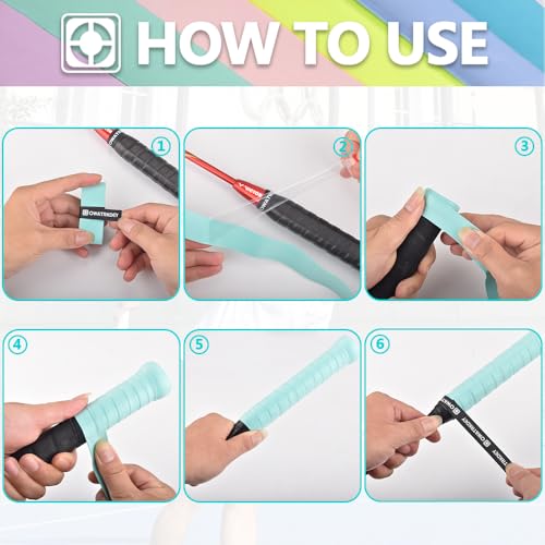 15 Pack Tennis Racket Grip Tape, Precut PU Anti-Slip Tennis Racquet Grip Tape with Dry Feel, Sweat Absorption, Comfortable Handle Overgrip Grip Wrap for Tennis/Badminton/Pickleball (Multi Color) by OWATRKDEY - Image 5