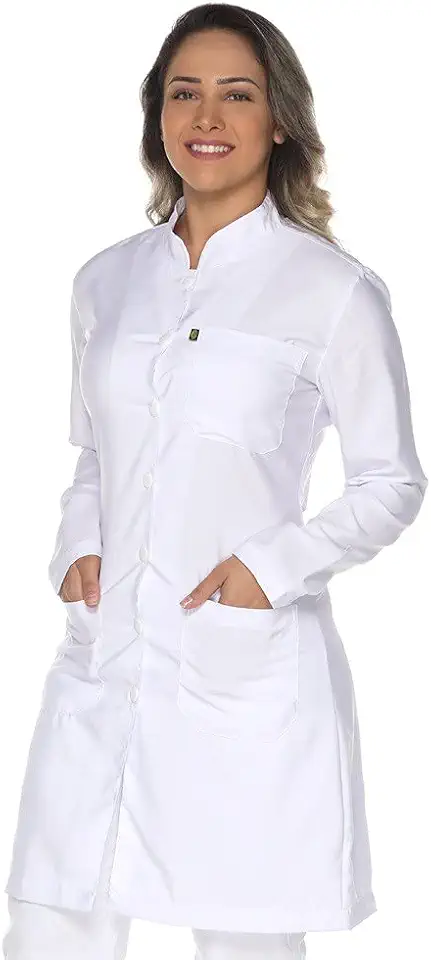 Jaleco feminino acinturado manga longa