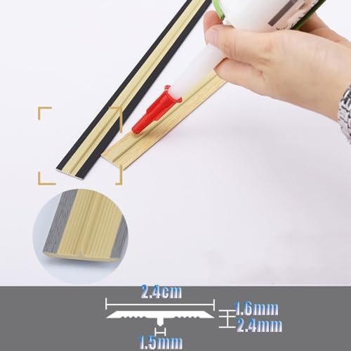 Cuttable T Molding Floor Transition Strip, 2.4cm Wide Walnut Edging Trim for Wood to Tile Gaps, Durable Flooring Connector, Ideal for Home Renovation