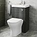 Baystone 2 in 1 Toilet 500mm Combined Wash Basin & Toilet Combi Back to Wall BTW Charcoal Grey Space Saving Cloakroom Bathroom Unit