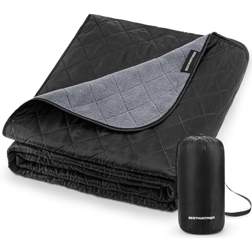 BESTHUNTINER Coperta calda con fodera in pile, grande coperta dello stadio, impermeabile, termico, Sleeping Gear per il campeggio, emergenza, spazio, coperta auto, aereo, escursionismo, picnic.