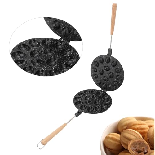 16 Hole Walnut Bakery Template, Anti Stick Aluminum Alloy Material Oval Walnut Cookie Template Maker for Dessert Baking Accessories(Black) (Type 1)