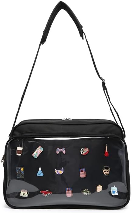 Messenger Ita Bag Canvas Pin Display Purse Crossbody Shoulder Bag for Womens