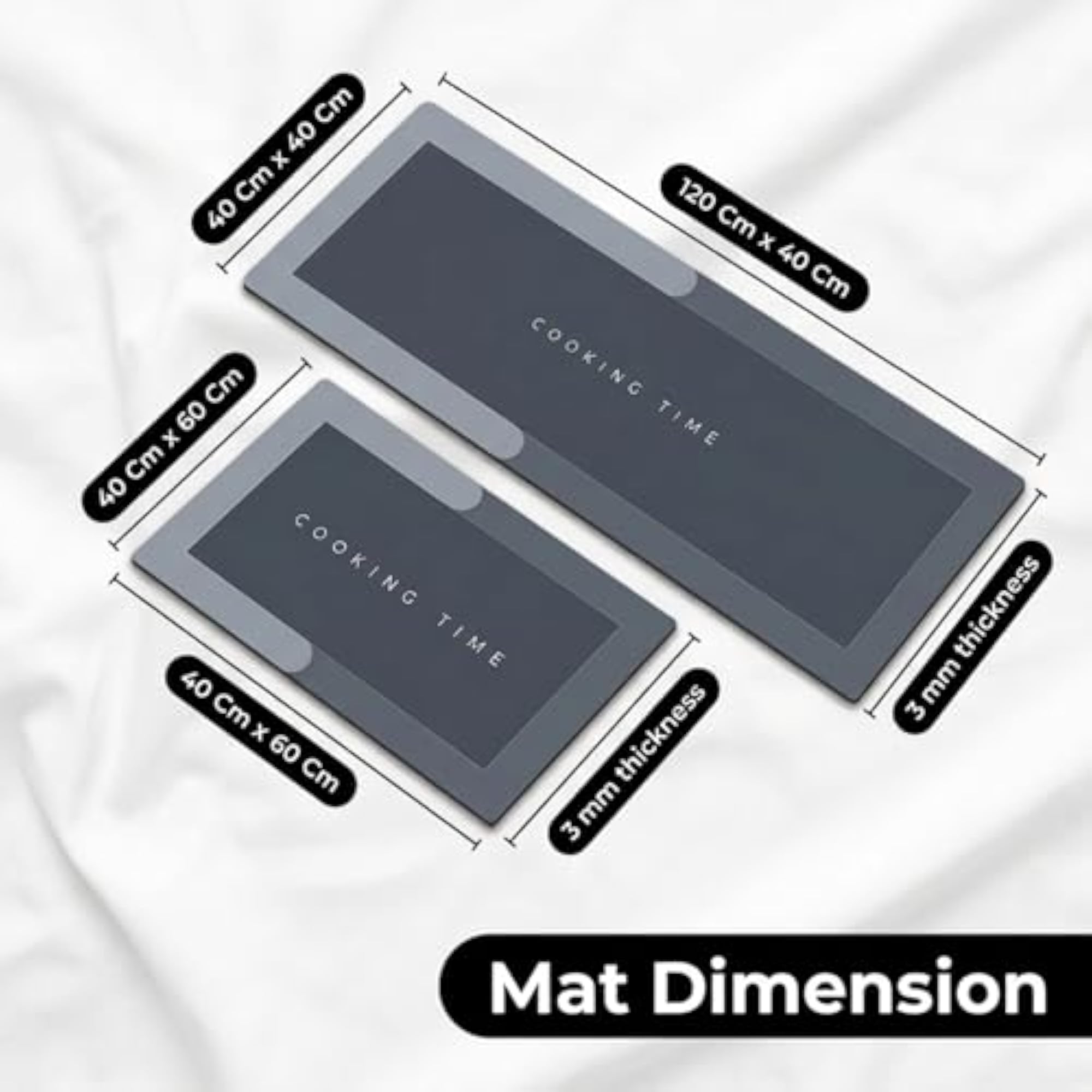 2 Piece Kitchen Mat Set, Non-Slip Cooking Time Design