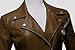 Tanming Women's Faux Leather Moto Biker Short Coat Jacket (Brown-L)