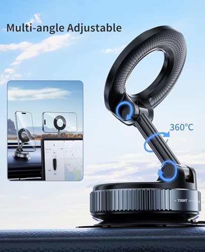 Image of Mobile Stand 360 Phone Holder magpro Vacuum Magnetic - Strong Suction Hands-Free Mobile Mount for Car, Mirror, Gym & Smooth Surfaces, Universal for All Smartphone