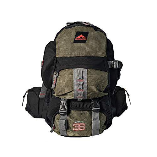 0038 - MOCHILA CRAMPON 38 - PRETO COM VERDE PONTILHADO