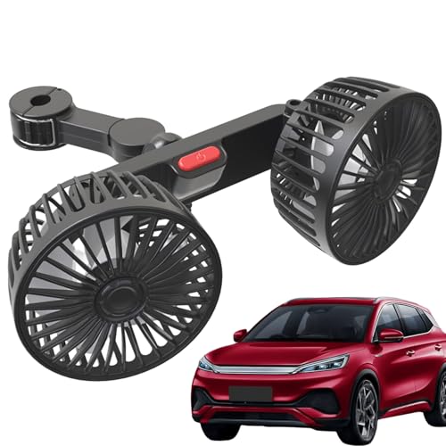 Ventiladores Para Asientos Traseros De Coche Para Niños | Ventilador Para Coche - Rotación De Treinta Y Seis Grados Con Doble Cabeza Portátil Velocidades Ajustables Enfriamiento Para Camping Playa Cin