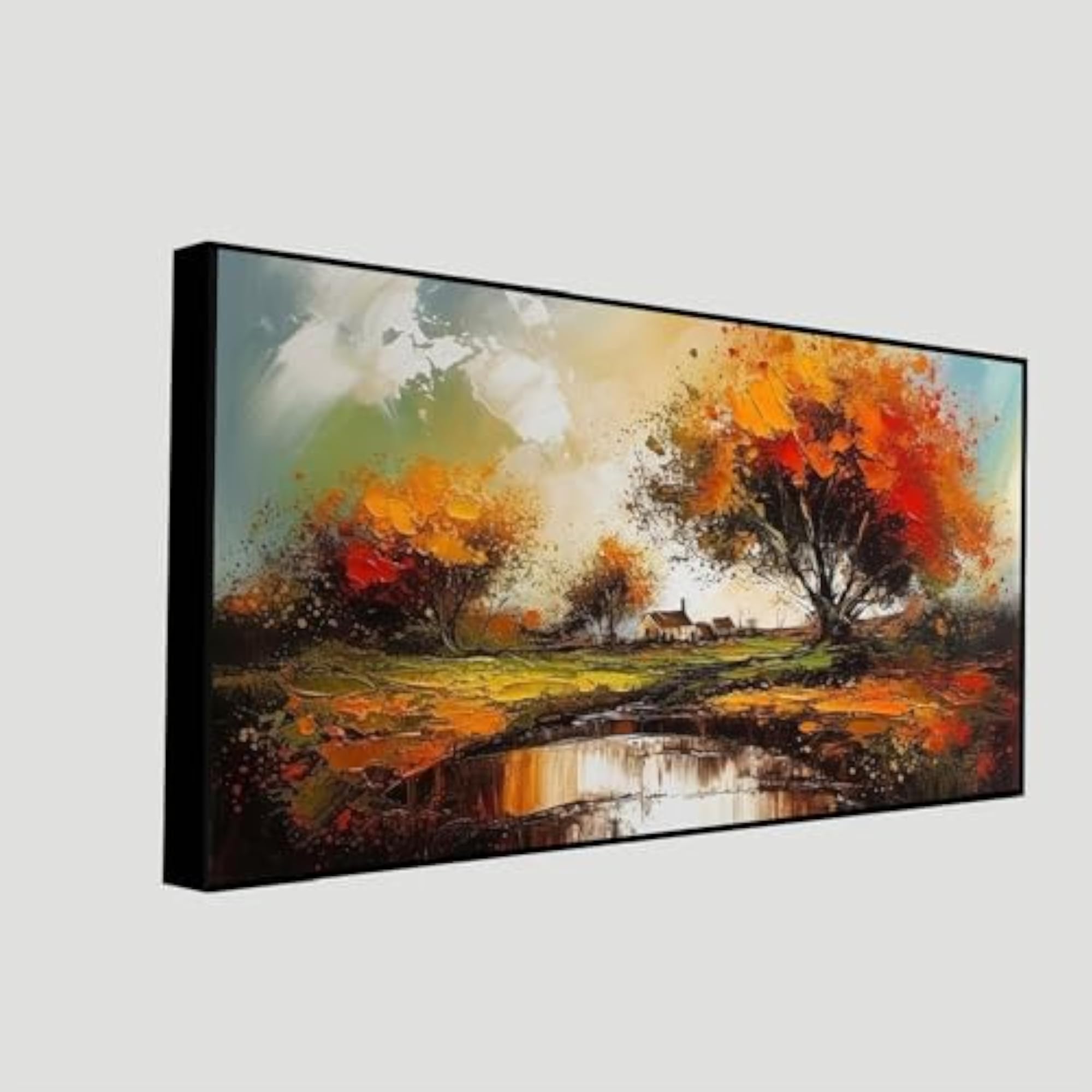 Beautiful Abstract Tree Forest River Floating Frame