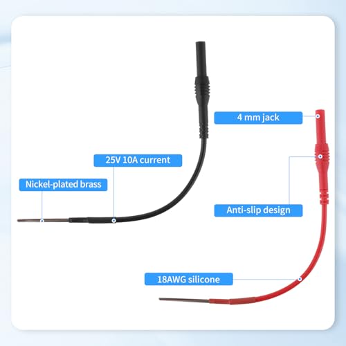 2 Pack Back Probe Kit, Flexible Spoon Back Probes Automotive Bendable Multimeter Test Pins Compatible with 4 mm Banana Plugs Accessories for Car Electrical Diagnostics, Multimeter Testing