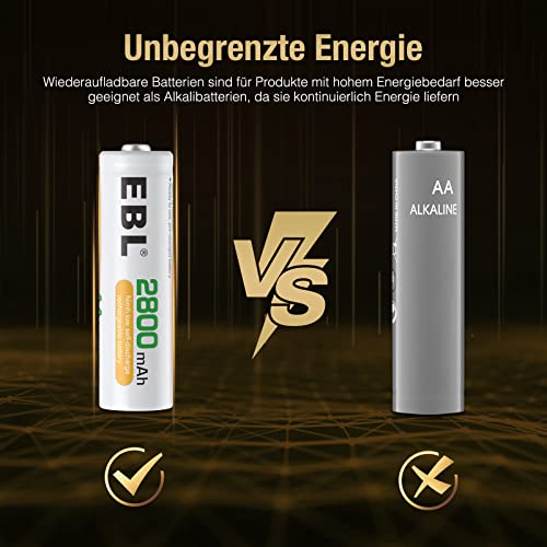 EBL AA Akku 2800mAh NiMH Akkubatterien mit hoher Kapazität