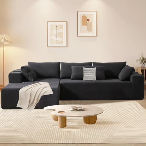 SoarFalsh Modular Velvet Sectional Sofa, Modern L Shaped Cloud Couch