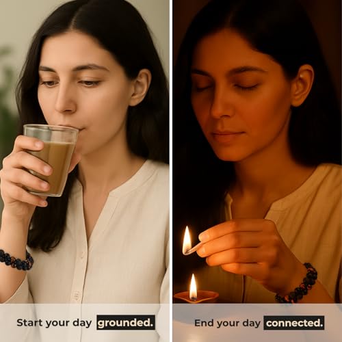 Lava Rock, Black Onyx, Tiger Eye Bracelet for Men and Women, BHAVYAASHI Genuine Premium Tiger Eye, Black Onyx, and Lava Rock 8mm Handmade Bead Bracelet. Healing Crystal Protection Bracelets Bring Luck and Prosperity with Happiness.2