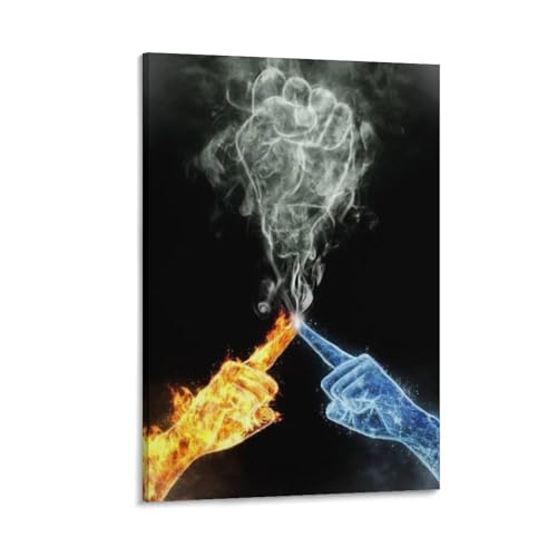 Beautiful Fantasy Art Twin Flame Art Ice And Fire Poster Posters for Room Aesthetic Canvas Painting Posters And Prints Wall Art Pictures for Living Room Bedroom Decor 16x24inch(40x60cm) Frame-style