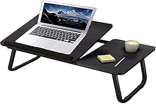 Laptop Table Foldable Lap Desk Stand, Adjustable Laptop Table for Bed Notebook Desk Portable Notebook Bed Tray Multifunction Lap Tablet with Cup Holder