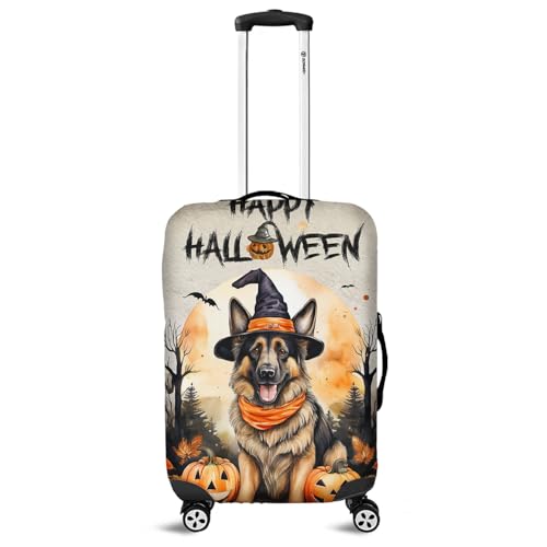 Happy Halloween German Shepherd Witches Hat Pumpkin Carving Travel Luggage Cover Alsatian Dog Lover Gifts Suitcase Dust Protective Decor - 02019