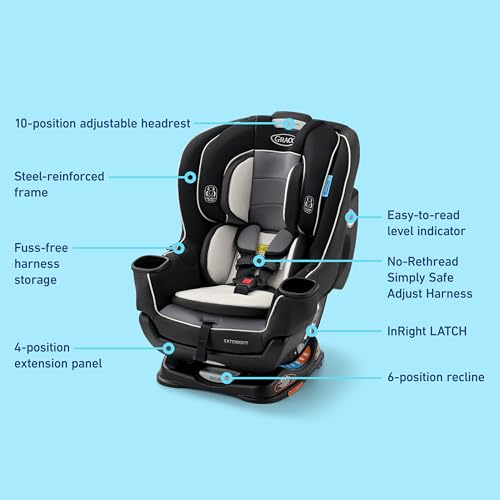 Graco Extend2Fit 2-in-1 Convertible Car Seat, Gotham - image 8
