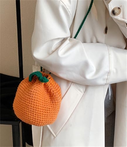 Rungion Womens Crochet Orange-Shaped Crossbody Bag Fruit-Inspired Knit Mini Shoulder Purse Cute Summer Handbag Birthday Gifts4