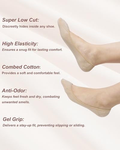SIXDAYSOX 4-6 Pairs No Show Socks Womens Ultra Low Cut Non-Slip Liner Socks for Flats Boat3