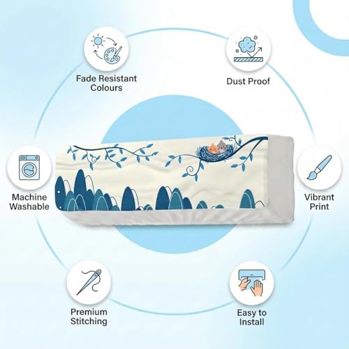 Image of Split AC Cover 1 ton, 1.5 ton to 2 Ton |Designer Digital Print Indoor AC Dust Cover | Stretchable Lycra Fabric | 38x12x9 Inch | Washable Polyester AC Indoor Unit Cover | Dust Dirt Resistant
