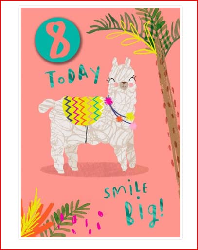 Cards Hallmark 8th Birthday Llama 8 Today Smile Big!