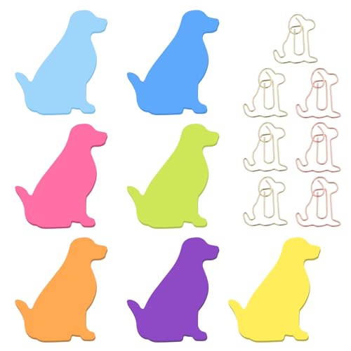 7 Stück Niedliche Hunde Haftnotizen Mit Büroklammern, 210 Blatt Lustig Selbstklebende Cartoon Tier Notizen Index Tabs Hundeform Notizblöcke Büro Geschenke